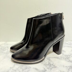 Ted Baker Vaully shiny black Leather High Heel Ankle Booties Boots Size 37